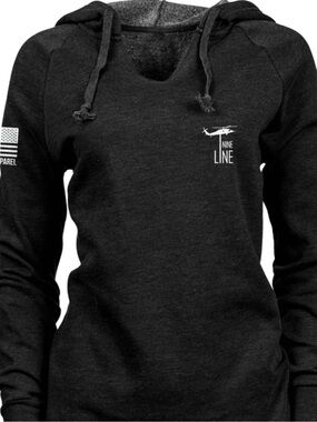 Nine Line Medical Nurse Flag V Neck Hoodie Black M